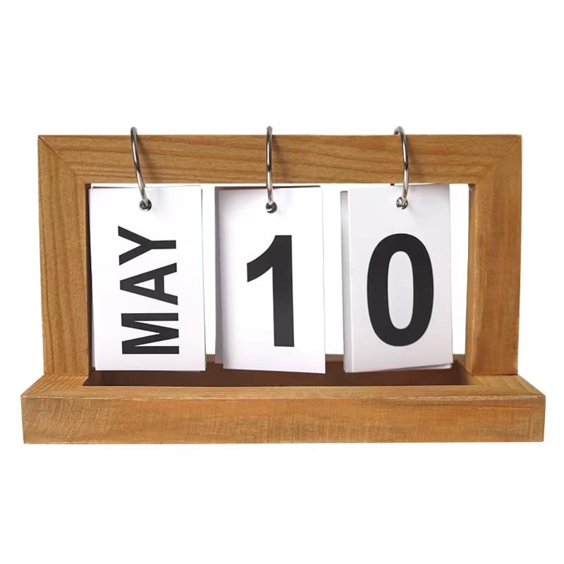 デッドストック パーペチュアル デスクトップカレンダー Amazon.com : Wooden Perpetual Desk Calendar, Wood Desktop